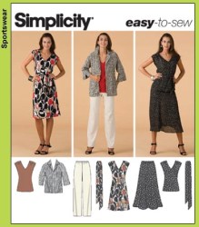3506 SIMPLICITY  DRESS, TOP,  FLARE SKIRT, PANTS, JACKET,  BELT PATTERN 20W-28W UNCUT